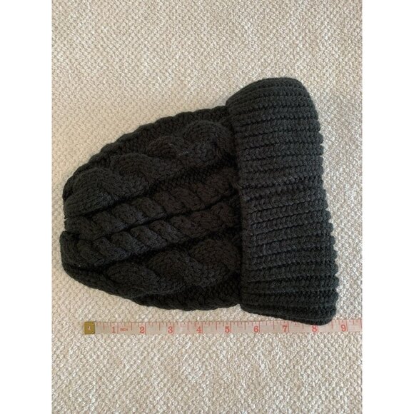 Canada Weather Gear Beanie Black Cable Knit Hat Fleece Lined Toque - Picture 2 of 3